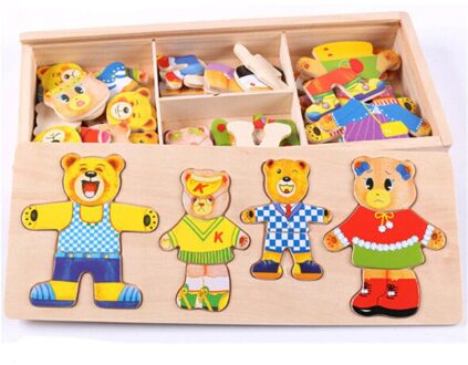 Houten Puzzels Baby Educatief Speelgoed Beer Omkleden Puzzels Kids kinderen Houten Speelgoed Voor Kinderen oyuncak