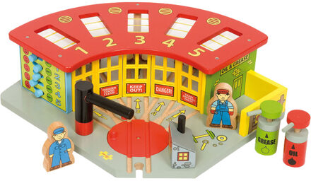 Houten rails - Luxe remise voor 5 treinen