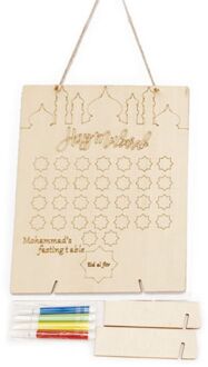 Houten Ramadan Countdown Kalender Diy Graffiti Eid Mubarak Decoratie Met Pennen T5EB