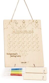 Houten Ramadan Countdown Kalender Diy Graffiti Eid Mubarak Decoratie Met Pennen T5EB
