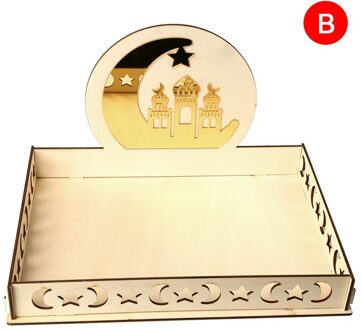 Houten Ramadan Eid Mubarak Decor Moon Star Diner Plaat Moslim Diy Party