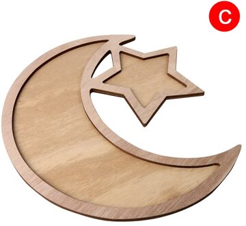 Houten Ramadan Eid Mubarak Decor Moon Star Diner Plaat Moslim Diy Party