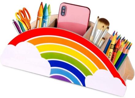 Houten Regenboog Voor Kinderen Desktop Pen Houder Pen Case Organizer