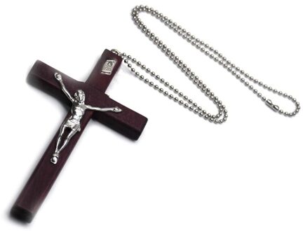 Houten Religieuze Jesus Cross Ketting Christian Kruisbeeld Hangend Chain Sieraden N1HA