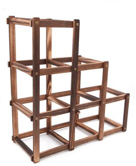 Houten Rode Wijn Rack 6 Fles Mount Keuken Houder Tentoonstelling Organizer Carbonized Wood 6