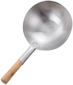 Houten/Rvs Handvat Geen Coating Non-stick Lepel Wok Keuken Gadgets Wooden handvat 24cm