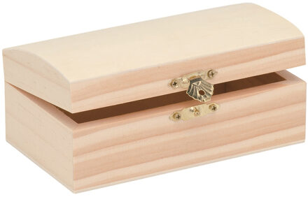 Houten schatkistje met sluiting en deksel - 14 x 8 x 6 cm - Sieraden/spulletjes/sleutels Bruin