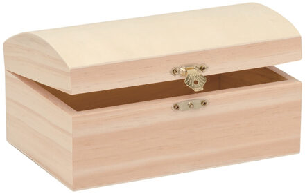 Houten schatkistje met sluiting en deksel - 18 x 12 x 9 cm - Sieraden/spulletjes/sleutels Bruin