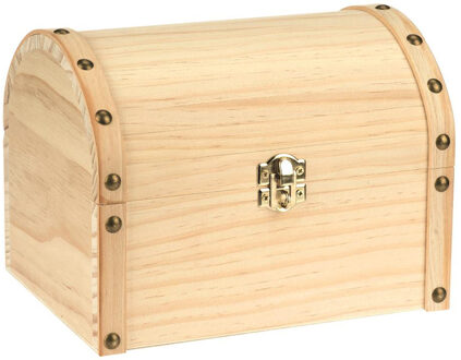 houten schatkistje met sluiting en deksel - 20 x 15 x 15 cm Bruin