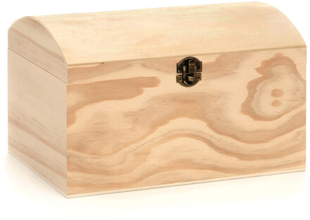 Houten schatkistje met sluiting en deksel - 26 x 17 x 16 cm - Sieraden/spulletjes/sleutels