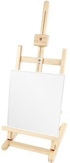 Houten schildersezel 76 cm tafelmodel met canvas doek 30 x 30 cm