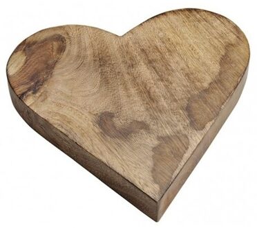 Houten serveerplank/dienblad hartvorm 26 cm - Dienbladen Bruin