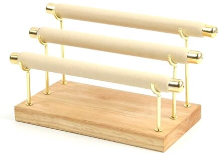 Houten Sieraden Display Standaard Ring Houder T-Bar Display Armbanden Enkelbanden Sieraden Display Stand Verpakking Sieraden Tool houtkleur