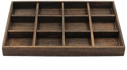 Houten Sieraden Lade Sieraden Organizer Bangle Oorbellen Armbanden Choker Kettingen Hangers Opslag Vintage Plaat 12 grids L