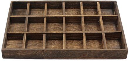 Houten Sieraden Lade Sieraden Organizer Bangle Oorbellen Armbanden Choker Kettingen Hangers Opslag Vintage Plaat 18 grids L