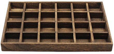 Houten Sieraden Lade Sieraden Organizer Bangle Oorbellen Armbanden Choker Kettingen Hangers Opslag Vintage Plaat 24 rooster