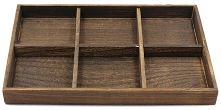 Houten Sieraden Lade Sieraden Organizer Bangle Oorbellen Armbanden Choker Kettingen Hangers Opslag Vintage Plaat 6 grids L