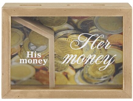 Houten spaarpot "His and Hers"