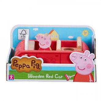 Houten Speelgoed - Klassieke Rode Auto - Inclusief Peppa Pig Figuur