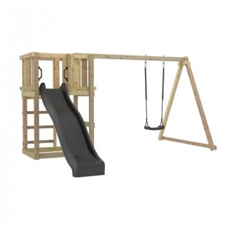 Houten Speeltoren Met Glijbaan En Schommel Black