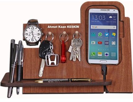 Houten Stad Telefoon Oplader Staande Houten Tafel Set Organizer