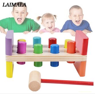 Houten Stampende Bench Met Hamer Kinderen Voorschoolse Speelgoed Multifunctionele Tool Onderhoud Doos Baby Moer Combinatie