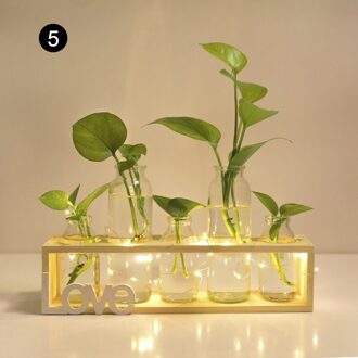 Houten Stand Opknoping Bloem Plant Hydrocultuur Woondecoratie Accessoires Jw 5 Holes