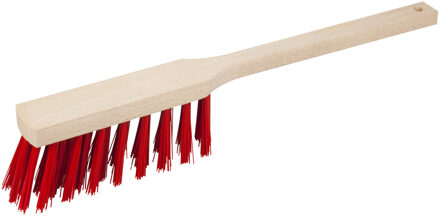 Houten stoffer/handveger - elaston haren - rood - voor buiten - 38 cm