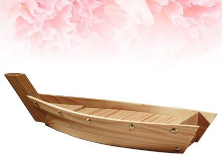 Houten Sushi Plaat Boot Vormige Schotel Japanse Stijl Snack Dienblad Schotel Voor Thuis Restaurant (S Maat) 37X15.3X7cm