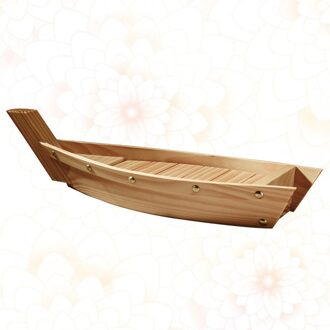 Houten Sushi Plaat Boot Vormige Schotel Japanse Stijl Snack Dienblad Schotel Voor Thuis Restaurant (Size) 37X15.3X7cm