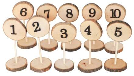 Houten Tafelmarkers Boomstam (10st) Multikleur - Print