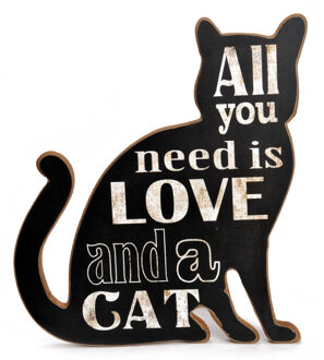 houten tekstbord poes