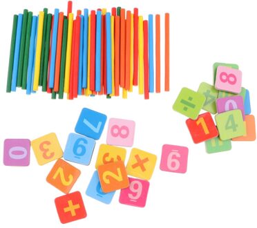 Houten Tellen Sticks W/Aantal Kaarten & Box Math Educatief Speelgoed Voor Kinderen