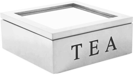 Houten Thee Doos Met Deksel 9-Compartiment Retro Stijl Koffie Theezakje Opslag Houder Organizer Voor Keuken Kasten Thuis keuken