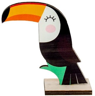 Houten Toekan Decoratie Dubbelzijdig (10cm) Multikleur - Print