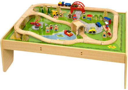 Houten Treinbaan op Speeltafel, 60dlg.