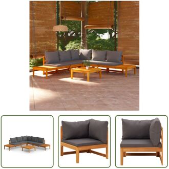 Houten Tuin Loungeset - 175x66x60 cm - Donkergrijs kussen - Acaciahout