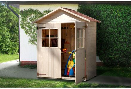 Houten Tuin-/Terraskast Zadeldak, Dubbele Deur met Ramen