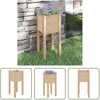 Houten Tuinbak - 31 x 31 x 70 cm - Massief Grenenhout Bruin