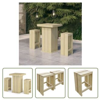 Houten Tuinbarset - Tafel 75x75x110cm - Kruk 40x30x80cm - Rotbestendig Bruin