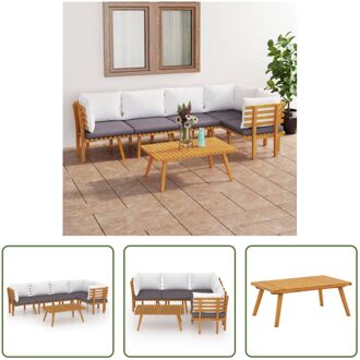 Houten Tuinmeubelset - Acaciahout - Hoekbank - 90x55x35cm - Donkergrijs en wit Bruin