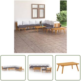 Houten Tuinmeubelset - Acaciahout - Modulair - Donkergrijs en Wit - 150x110x65 cm Bruin