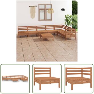 Houten Tuinset - Grenenhout - Hoek/Middenbank- 63.5 x 63.5 x 62.5 cm - Voetenbank/Tafel- 63.5 x 63.5 x Bruin