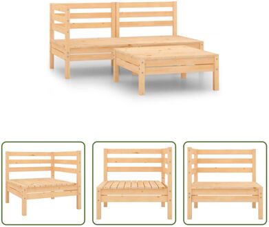 Houten Tuinset - Grenenhout - Hoekbank - Middenbank - Tafel - 63.5 x 63.5 x 62.5 cm - Rustieke Bruin