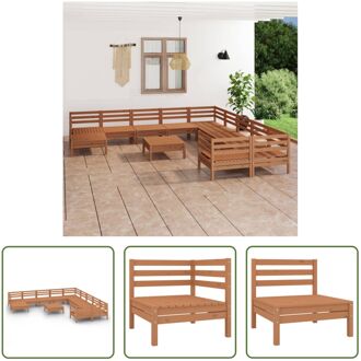 Houten Tuinset - Hoek/middenbank- 63.5 x 63.5 x 62.5 cm - Tafel/voetenbank- 63.5 x 63.5 x 28.5 cm - Bruin