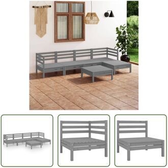 Houten Tuinset - Hoek/Middenbank 63.5x63.5x62.5cm - Voetenbank/Tafel 63.5x63.5x28.5cm - Grijs