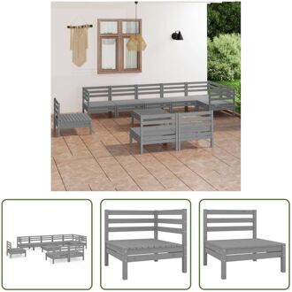 Houten tuinset - Hoek/middenbank- 63.5x63.5x62.5cm - Voetenbank/tafel- 63.5x63.5x28.5cm - Grijs