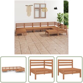 Houten Tuinset - Hoekbank Middenbank Voetenbank - 63.5 x 63.5 x 62.5 cm - Honingbruin