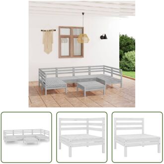 Houten Tuinset - Lounge - Wit - Massief Grenenhout - 63.5 x 63.5 x 62.5 cm - 2 x Hoekbank 4 x