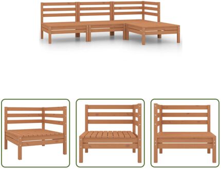 Houten Tuinset - Loungeset van Massief Grenenhout - Modulair Ontwerp - Honingbruin - Afmetingen- 63.5